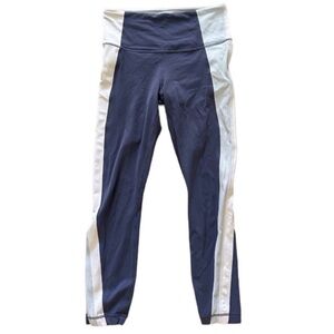 Athleta Blue & White Striped Leggings – Size S, Buttery Soft